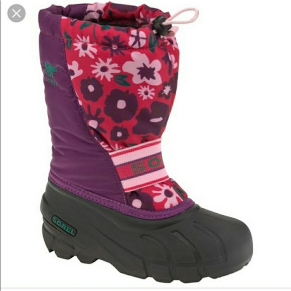 Sorel Youth Cub Floral Red Girls Boots - Picture 4 of 6